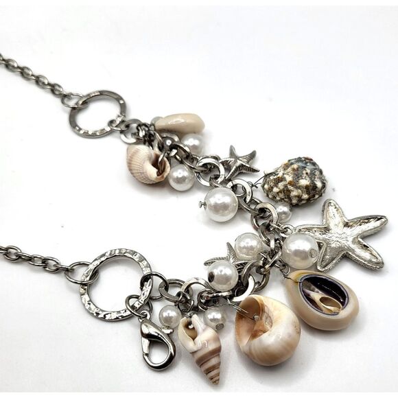 Beach Bohemian Chunky Shell Necklace Bracelet Convertible Jewlery 18in - Picture 4 of 5
